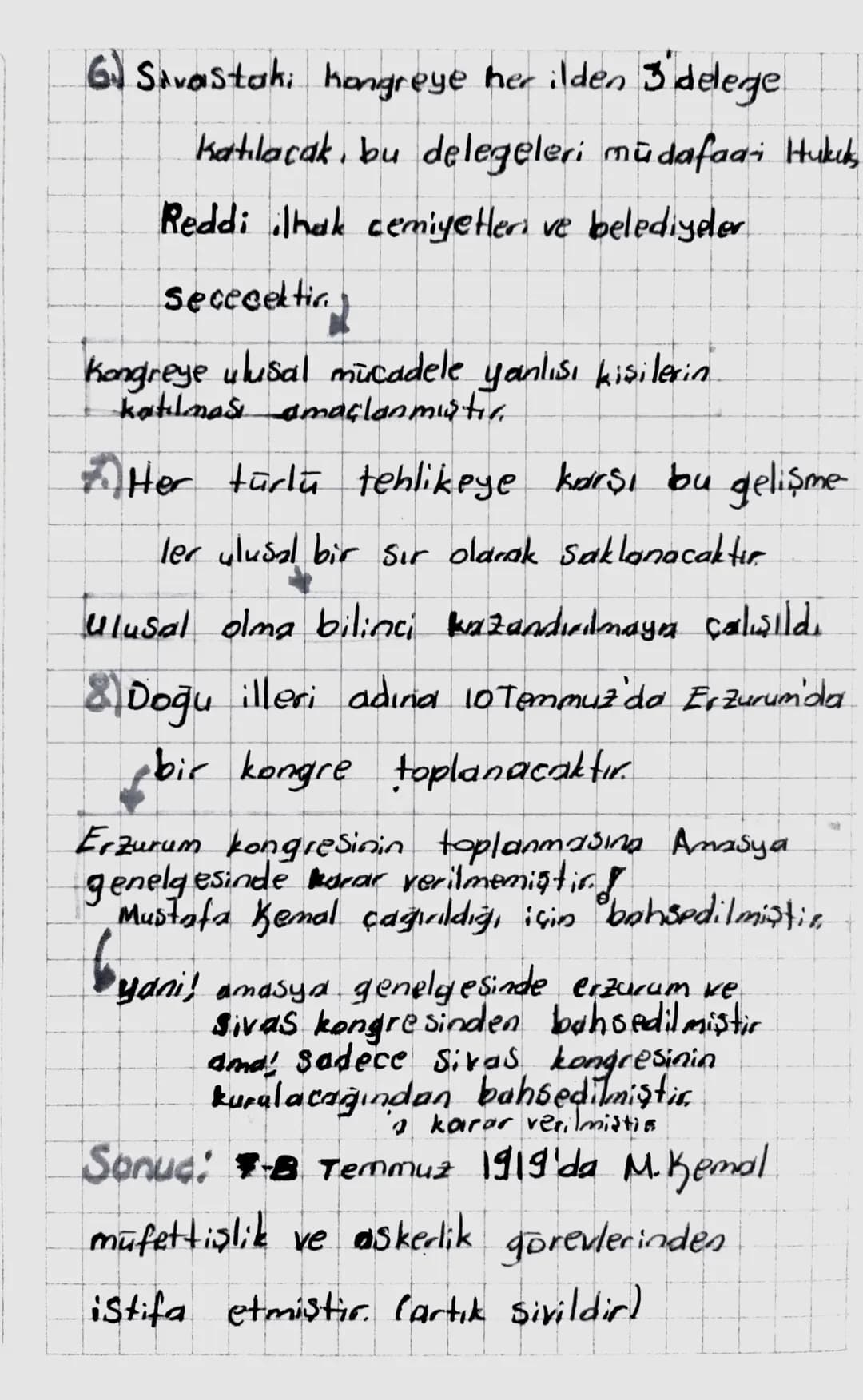 AMASYA GENELGESİ (20-22 Haziran)
1919
1) vatanın bütünlüğü, ulusun bağımsızlığı
tehlikededir. (Asil Gerekçe)
2) istanbul Hükümeti Sorumluluk