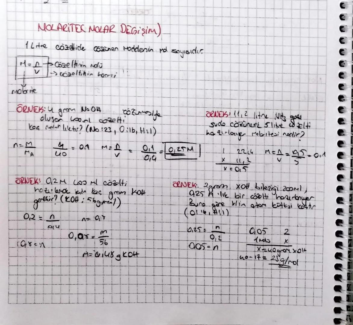 # MOLARITEC MOLAR DEGİşim).

1 Litre cözetide cözünen Maddenin Md sayısıdır.

M=Cözeltiren ndü
✓cozeltinin horri !!

mobrite

ÖRNEK: 4 grom 