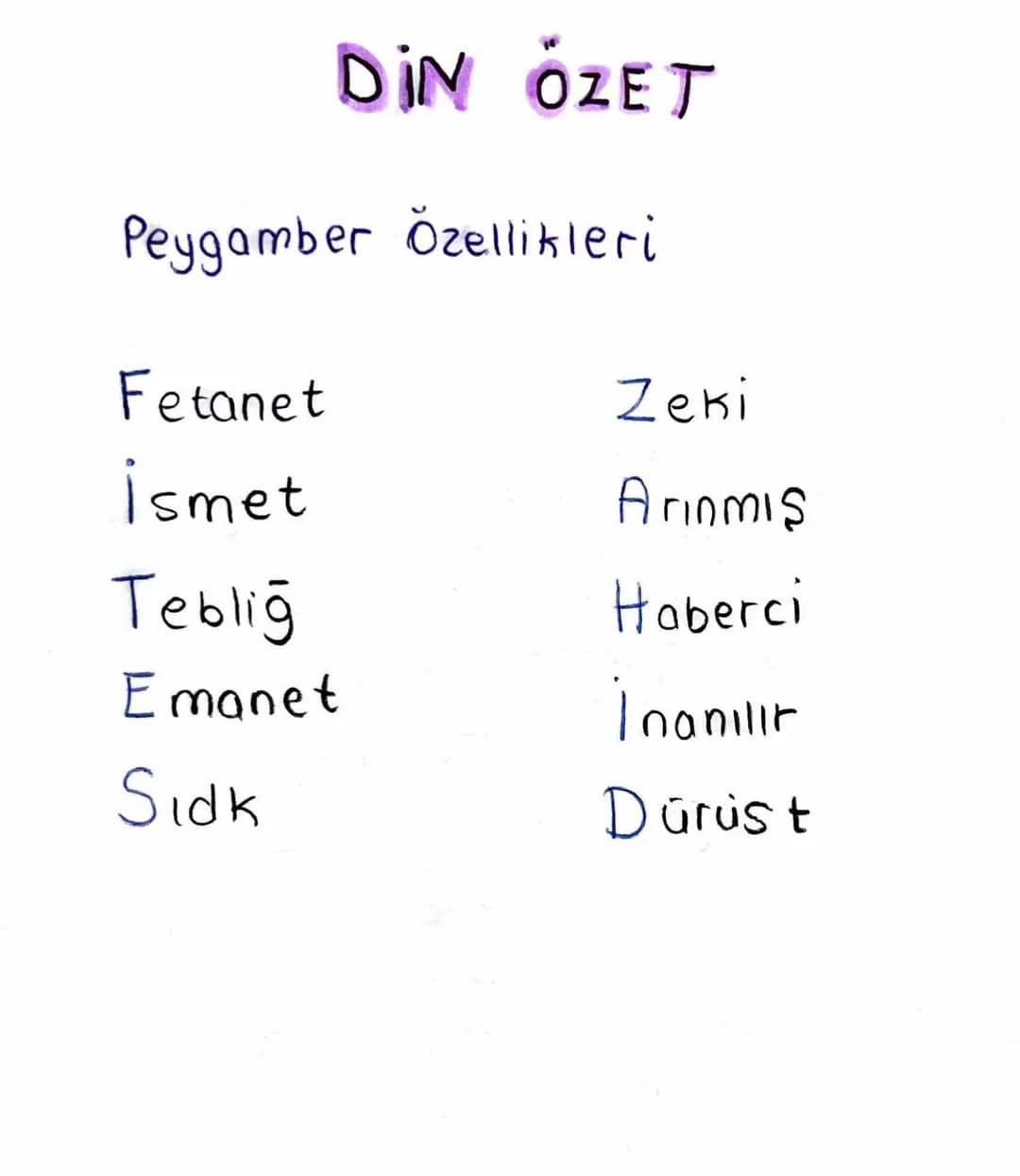 DIN KÜLTÜRÜ CEP NOTLAR
Zübt Allah'tan corεmat
Testiye Nefis terbiyesi
→
magruf AGIECO bilinen iyilik.
Nübūvvet →Peygamberlik.
Cü₂-i irade → 