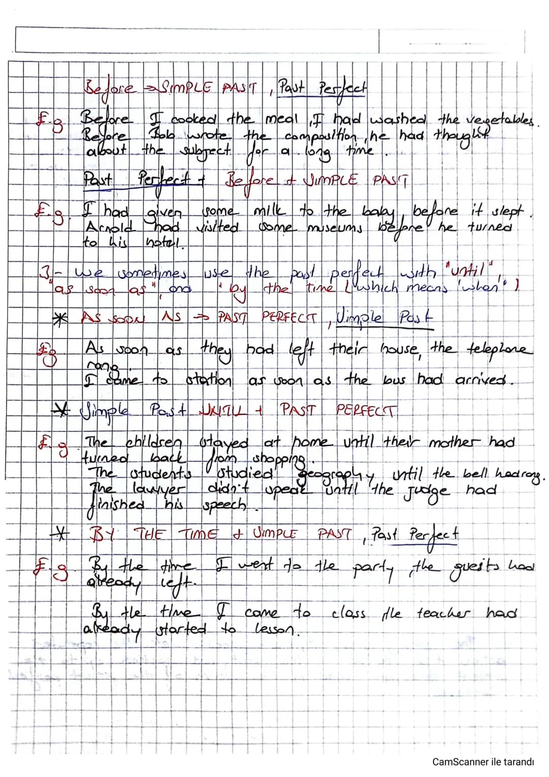 Co
Before - SIMPLE PAST, Past Perfect
Before I cooked the meal I had washed the vegetables.
Before Bob wrote the composition, he had thought