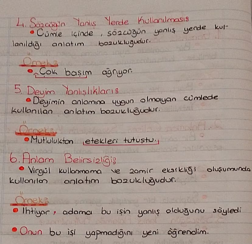 # Anlatım Bozuklukları

1. Gereksiz Sözcük Kullanımı
- Bir cümlede aynı anlama gelen iki kelimenin birlikte kullanılmasıyla oluşan anlatım b