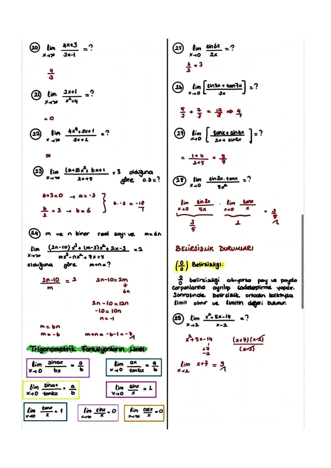 f: RR
*³, *<3
f(x)= 3, x=3
xa, x>3
Limitin Özellikleri:
ile tanımlanan f fankliyorumun * Lim (f(x) = g(x)) = lim f(x) + lim g(x)
x=3 te
için