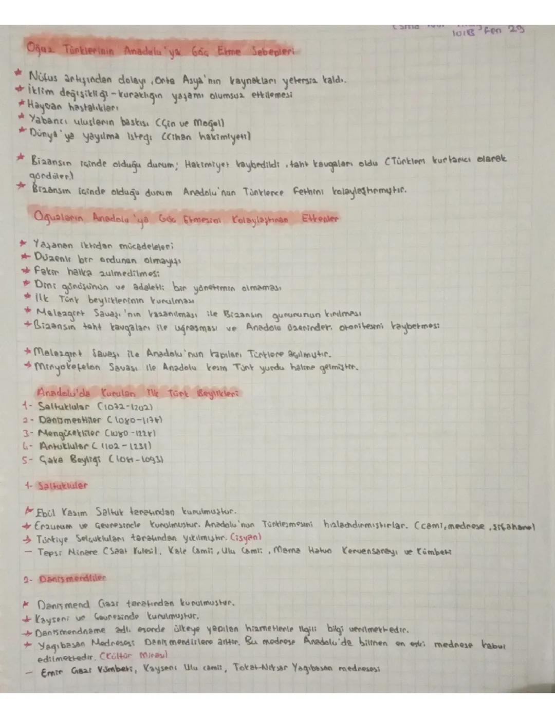 10. Sınıf Tarih: 1. Dönem 1. Yazılı Notları (2024 - 2025 Müfredatı)