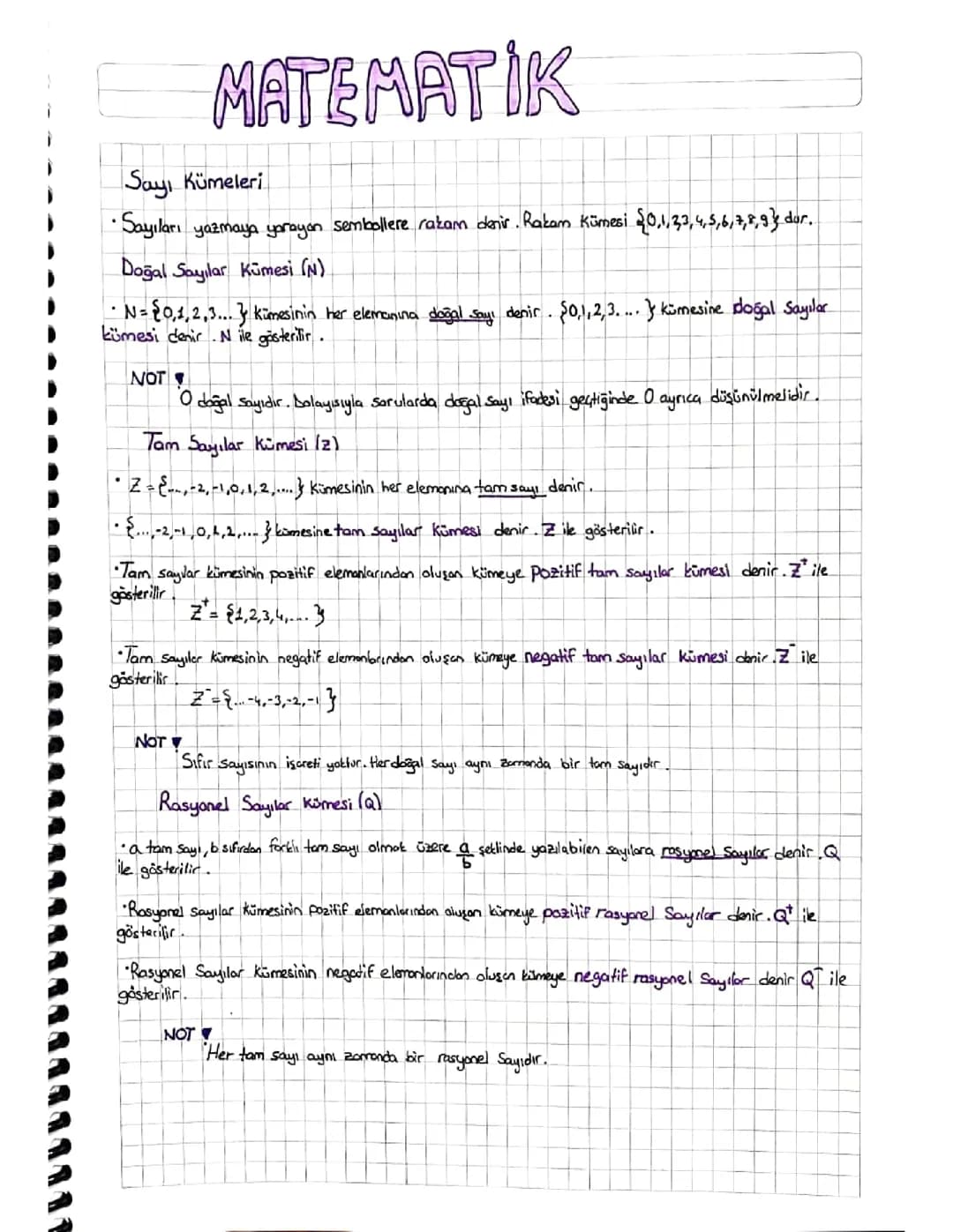Sayı kümeleri matematik
