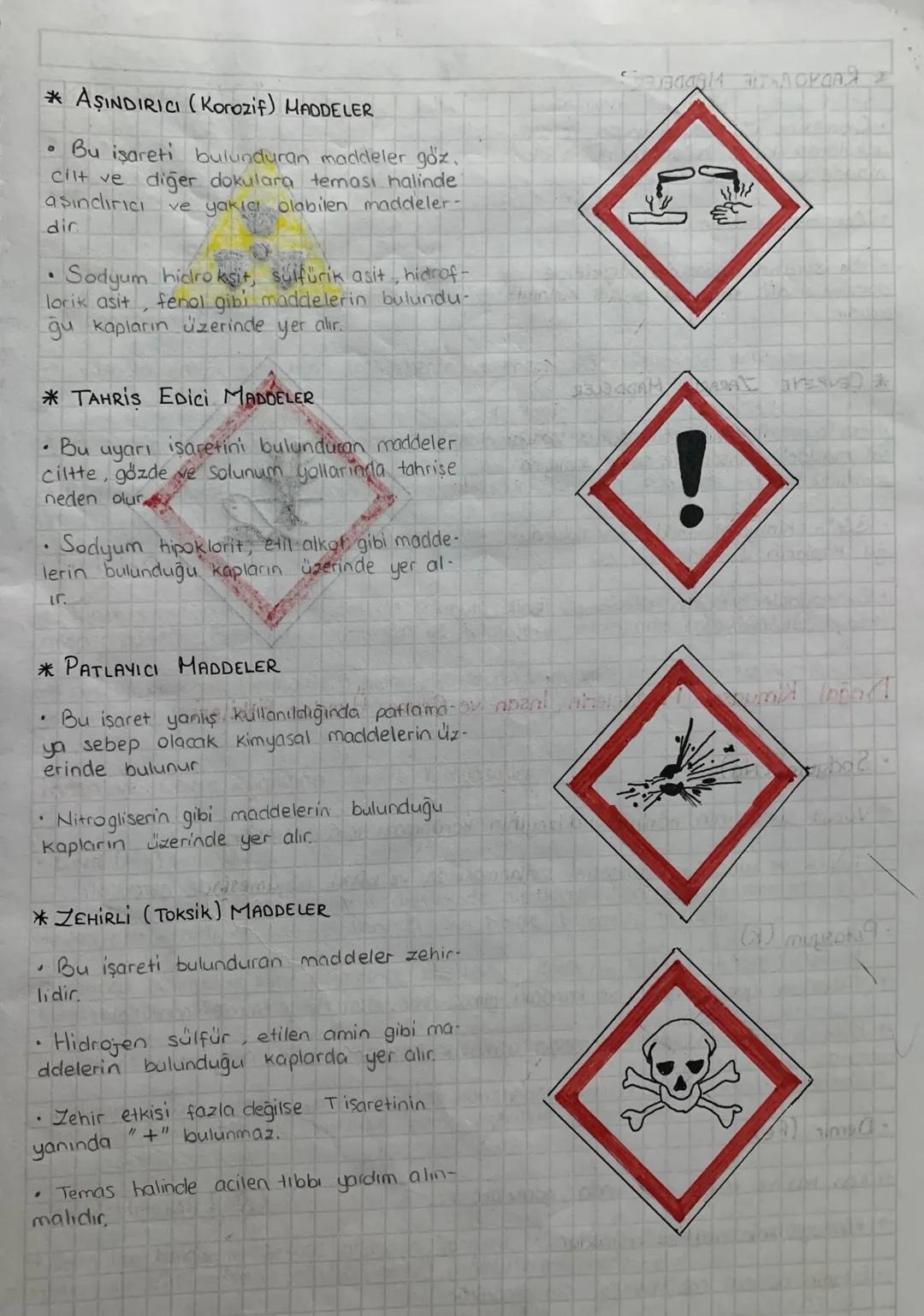 •
.
Kimya Laboratuvarında Uyulması Gereken iş Sağlığı ve Güvenliği Kuralları
*YANICI MADDELER
Bu isareti bulunduran maddeler yanıcı ve
parla