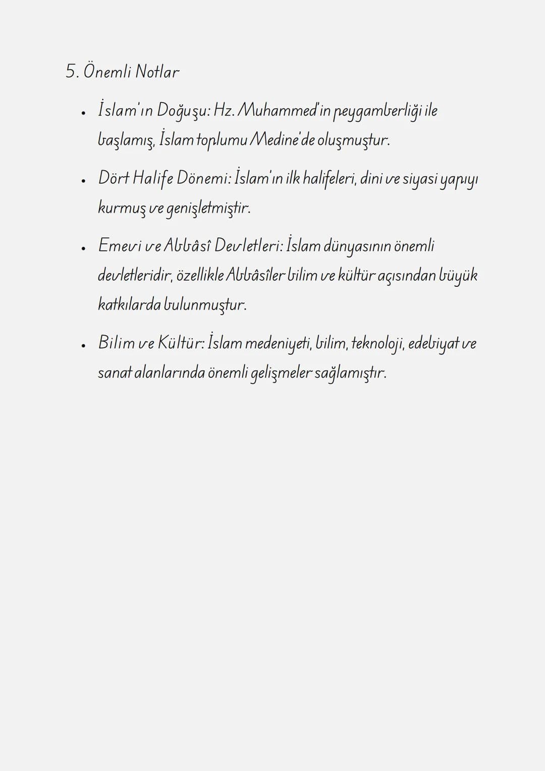 ÇALIŞMA KAĞIDI: İSLAM
MEDENİYETİNİN DOĞUŞU
1. İslam Medeniyetinin Doğuşu
İslam medeniyeti, 7. yüzyılda Arap Yarımadası'nda başlamış, hızla
y