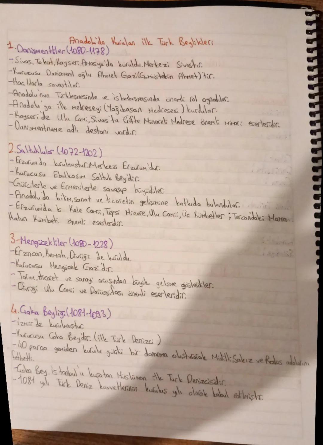 Anadolu'da Kurulan ilk Türk Beylikleri
1. Danismenttler (1080-1178)
-Sivas, Tokat, Kayseri, Amasya'da kuruldu. Merkezi Sivastic.
-Kurucusu D