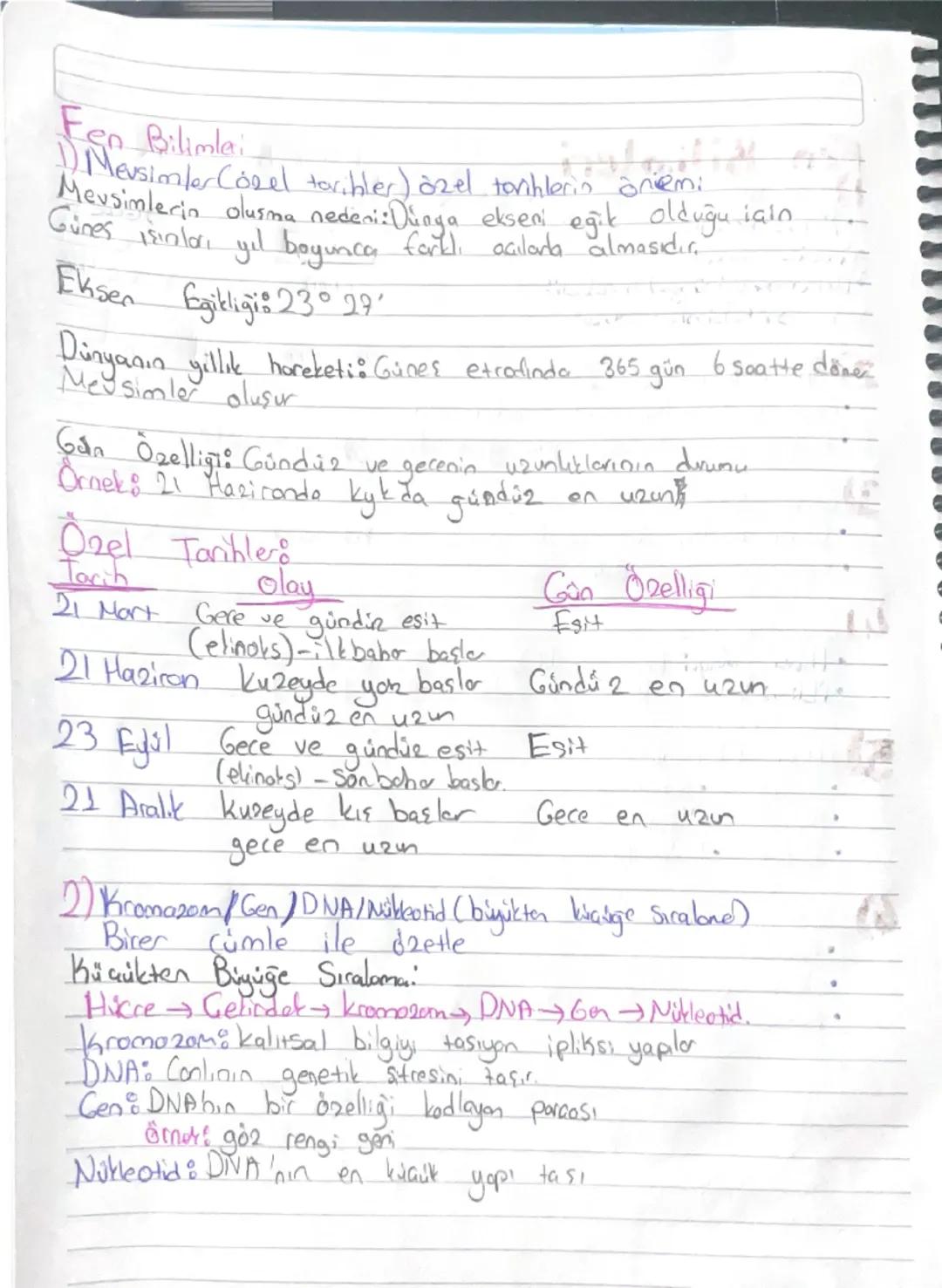 8. Sınıf Fen Bilimleri - 1. Dönem 1. Yazılı Notları