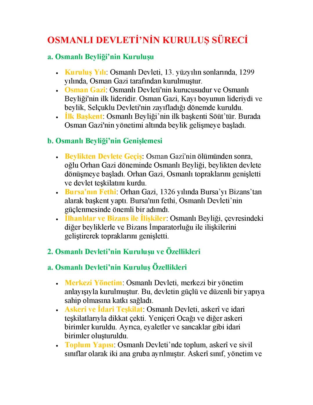 OSMANLI DEVLETİ'NİN KURULUŞU