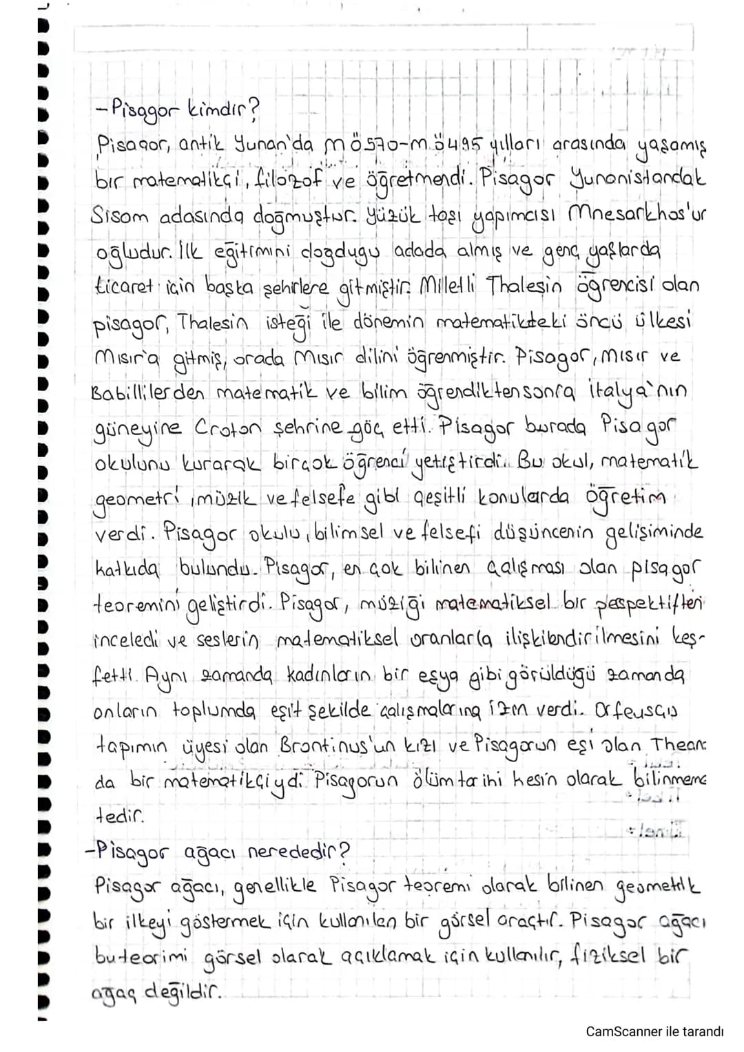 -Pisagor kimdir?
Pisagor, antik Yunan'da mö570-m. 54.95 yılları arasında yaşamış
bir matematikçi, filozof ve öğretmendi. Pisagor Yunanistand