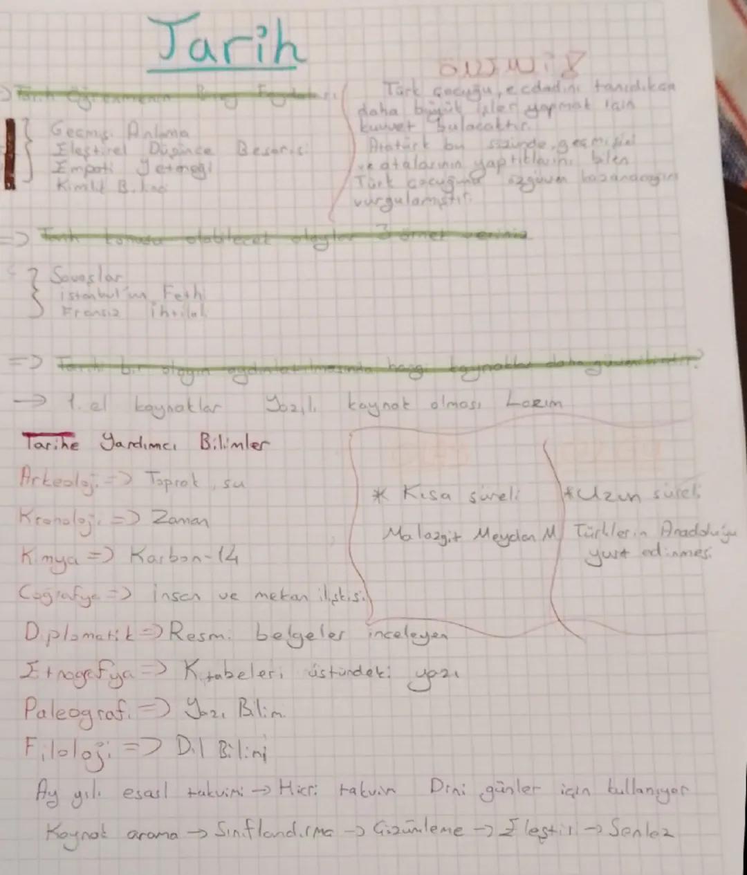 Tarih 9.sinif 1.donem yazılı notları 