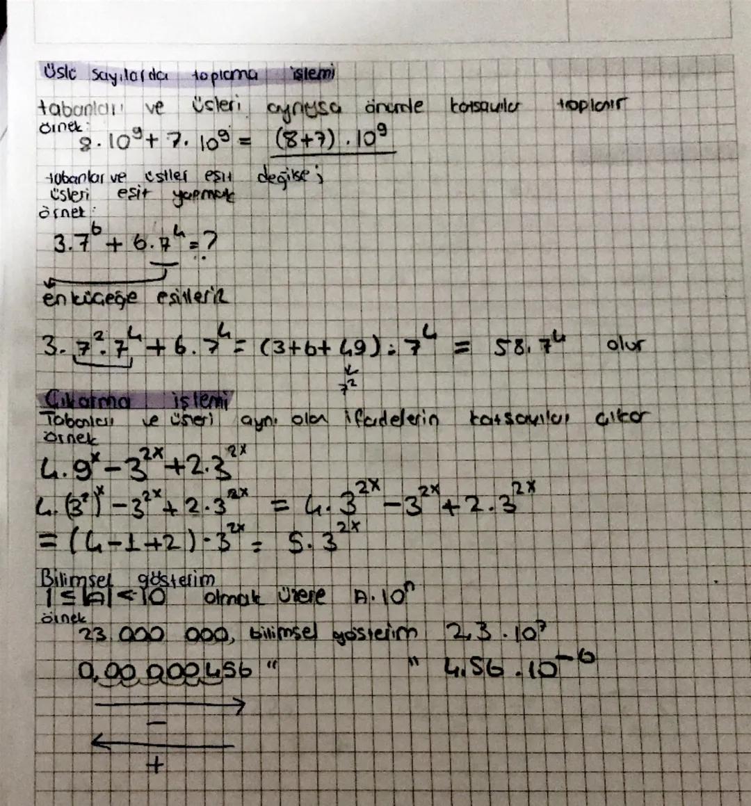 kotsaules
änude
toplar
Üstü Sayılarda toplama işlemi
tabanlar ve Üsleri
Örnek:
8.10% + 7. 10% = (8+7).109
tobanlar ve
aynusa
ustler eşit değ