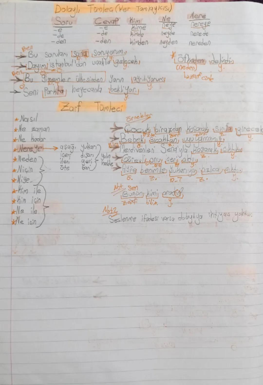 TÜRKGE

02.09.2025
Salı

Cümlenin Ögeleri

Yüklem
Özne
Nesne
1) Belirtili N.
2) Belirtisiz N.
Dolaylı Tümleç
(Yer tamlayıcı)
Zarf Tümleci

S