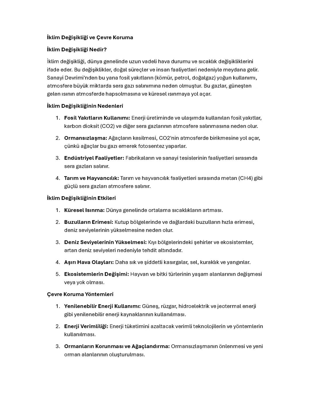 iklim değişikliği ve çevre koruma