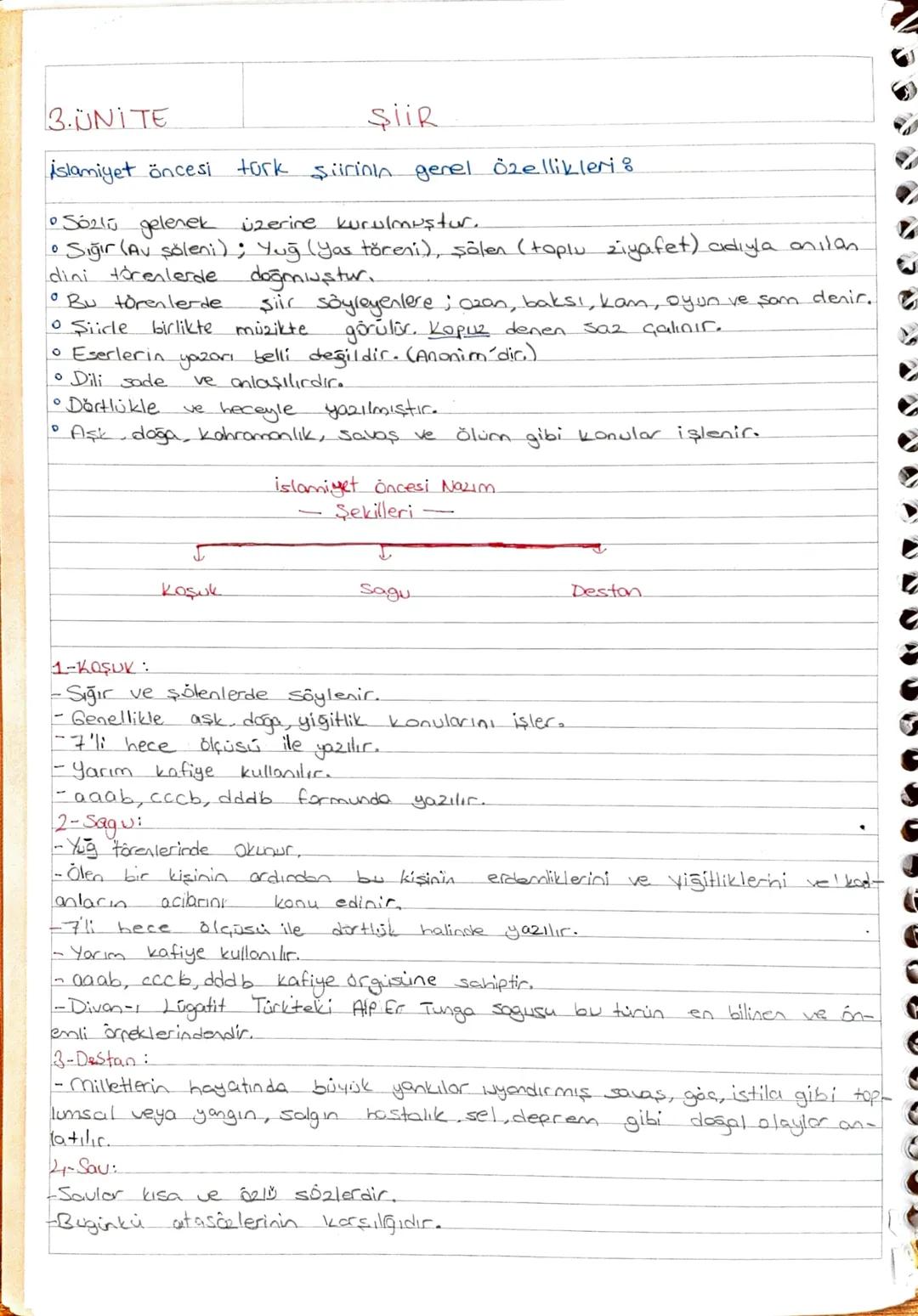 3.UNITE
SiiR
islamiyet öncesi tork şiirinin genel Özellikleri :
• Sózli gelenek üzerine kurulmuştur.
0
• Sığır (Av şöleni); Yuğ (Yas tŏreni)