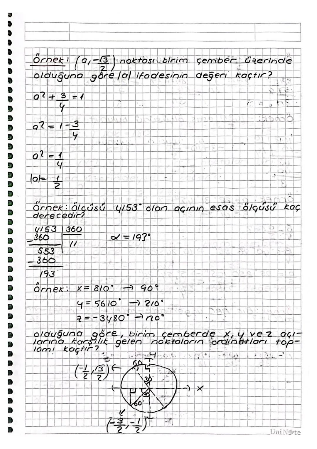 Trigonometri

Yönlü Açı
*   Açılarda saat yönünün tersi pozitif yön, saat
yönü negatif yöndür

Örnek:

0

(+)

A
B

OCI

pozitif yönlü
açı


