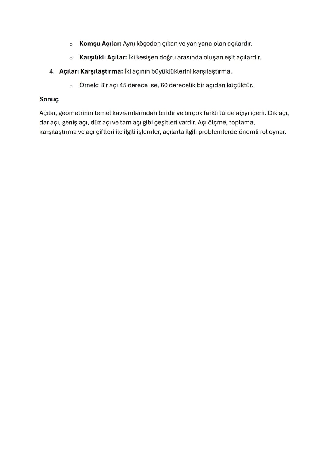 Açılar
Giriş
Açılar, iki doğru veya bir doğru ve bir çizgi arasındaki ilişkiyi ifade eden geometrik
şekillerdir. Açılar, matematiksel hesapl
