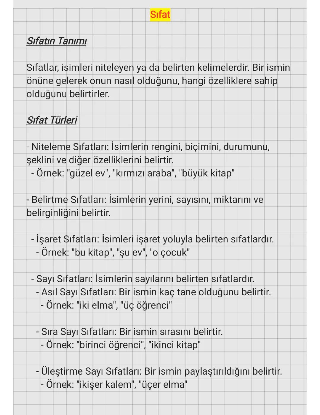 9.Sınıf Türkçe: Sıfatlar Konu Özeti