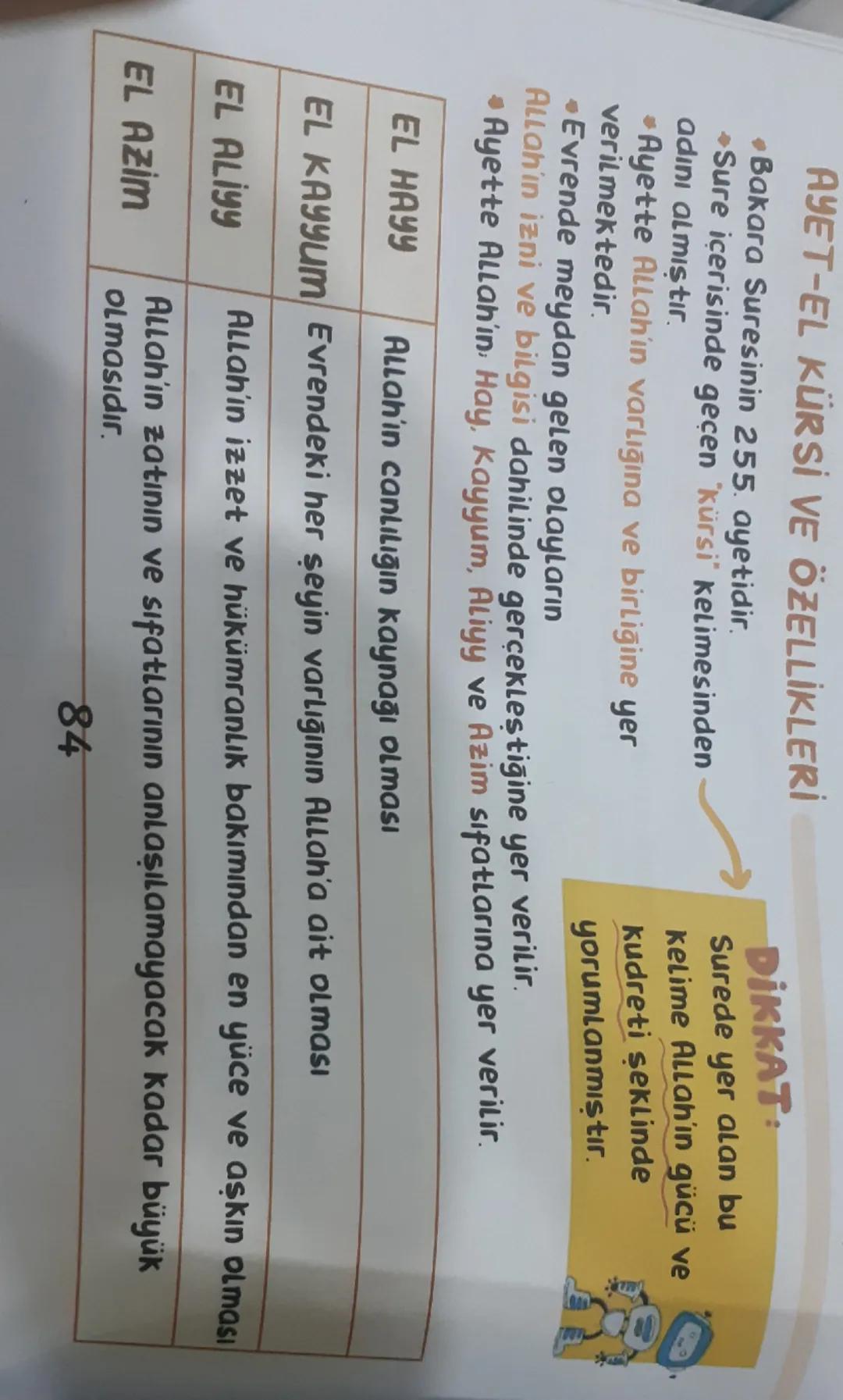 Din kültürü Ayet-el kürsinin özellikleri