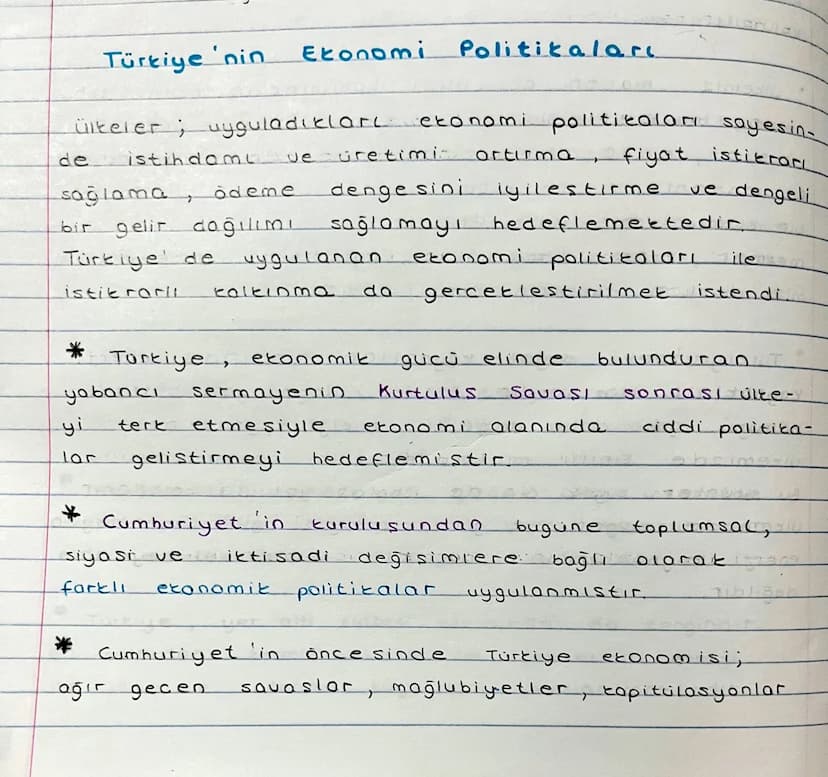Türkiye'nin
Ekonomi
Politikaları
ülteler; uyguladıkları ekonomi polititoları sayesin
de istihdami ve üretimi artırma, fiyat istikrarl
sağlam