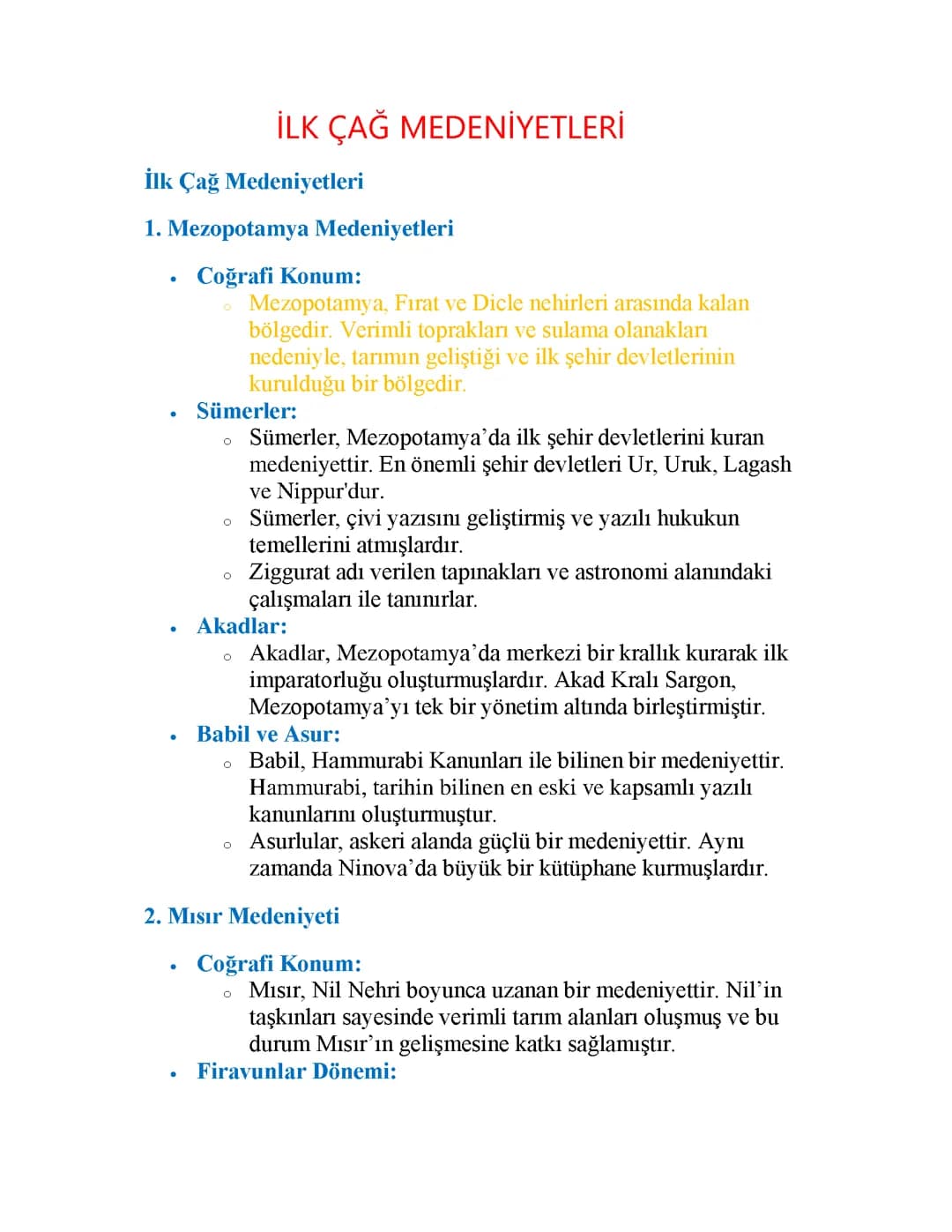 İlk Çağ Medeniyetleri