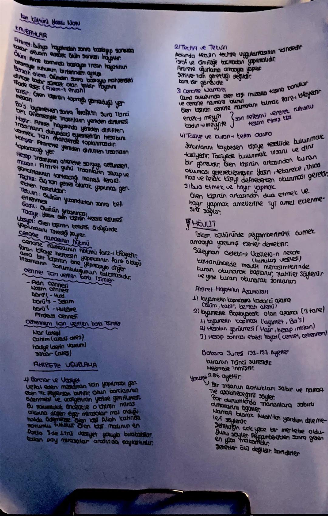 11. Sınıf Din Kültürü 1. Ünite Ders Notları