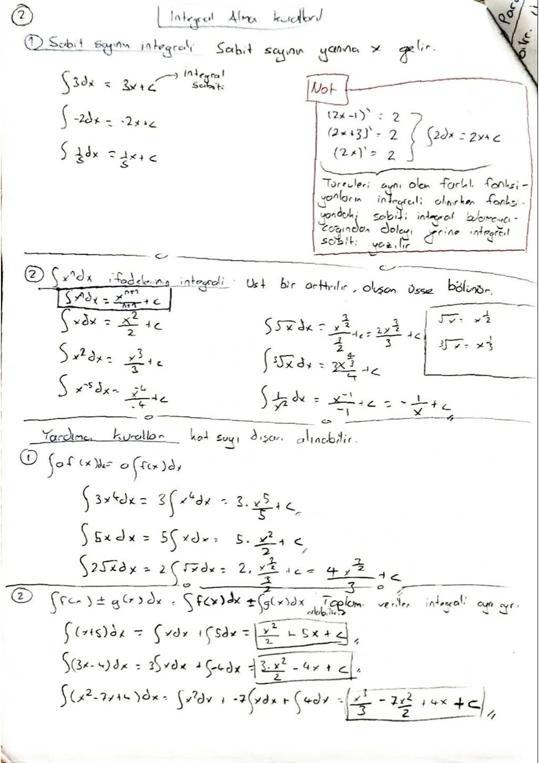 Jup
# Integral Temel Bilgiler
tegral türevin tersidir.

$f(x) \longrightarrow F'(x)$

antiderivative = Ters türev = integral

$f(x)) \longri