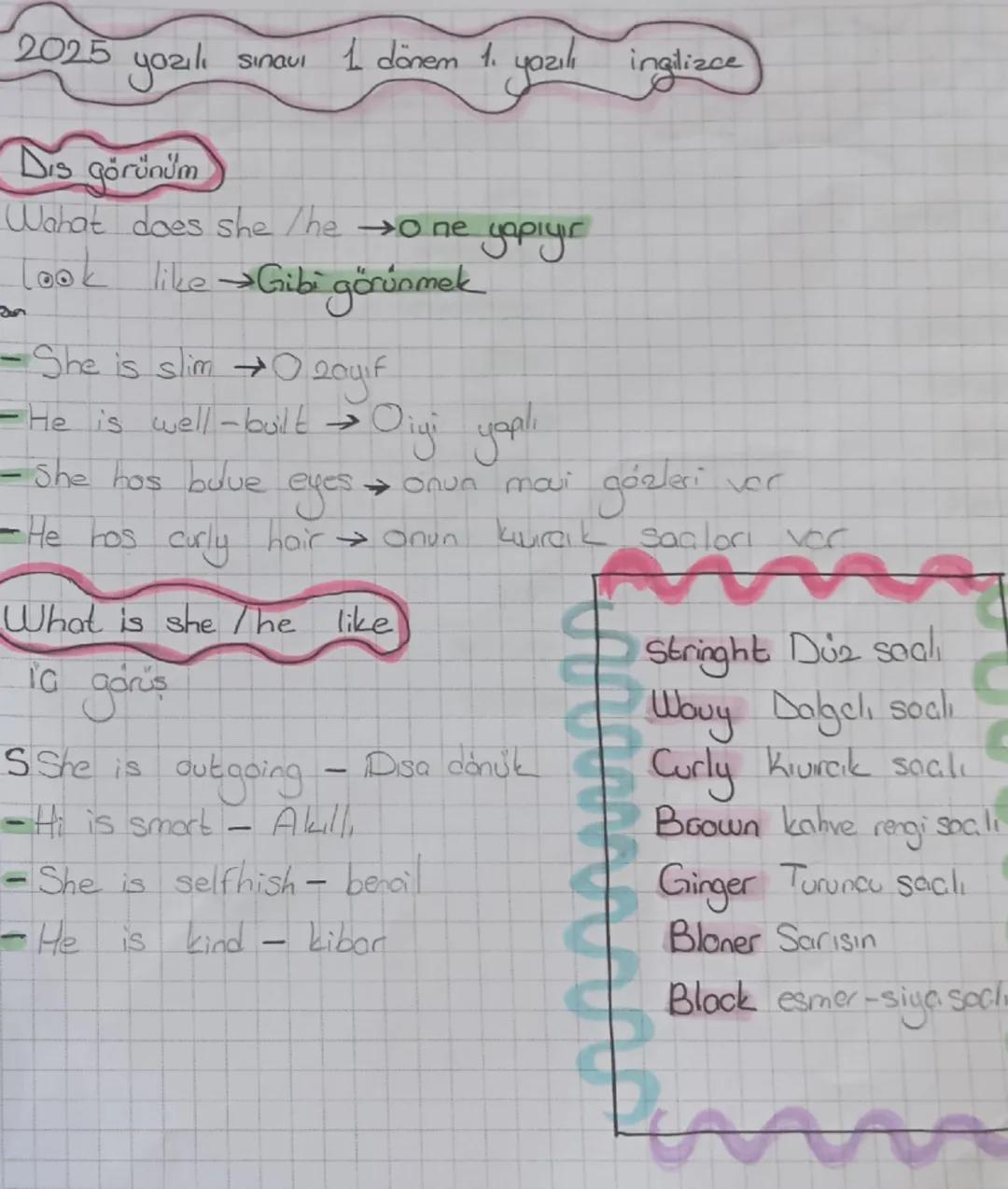 7. Sınıf 1. Dönem 1. Yazılı Hazırlık Konuları