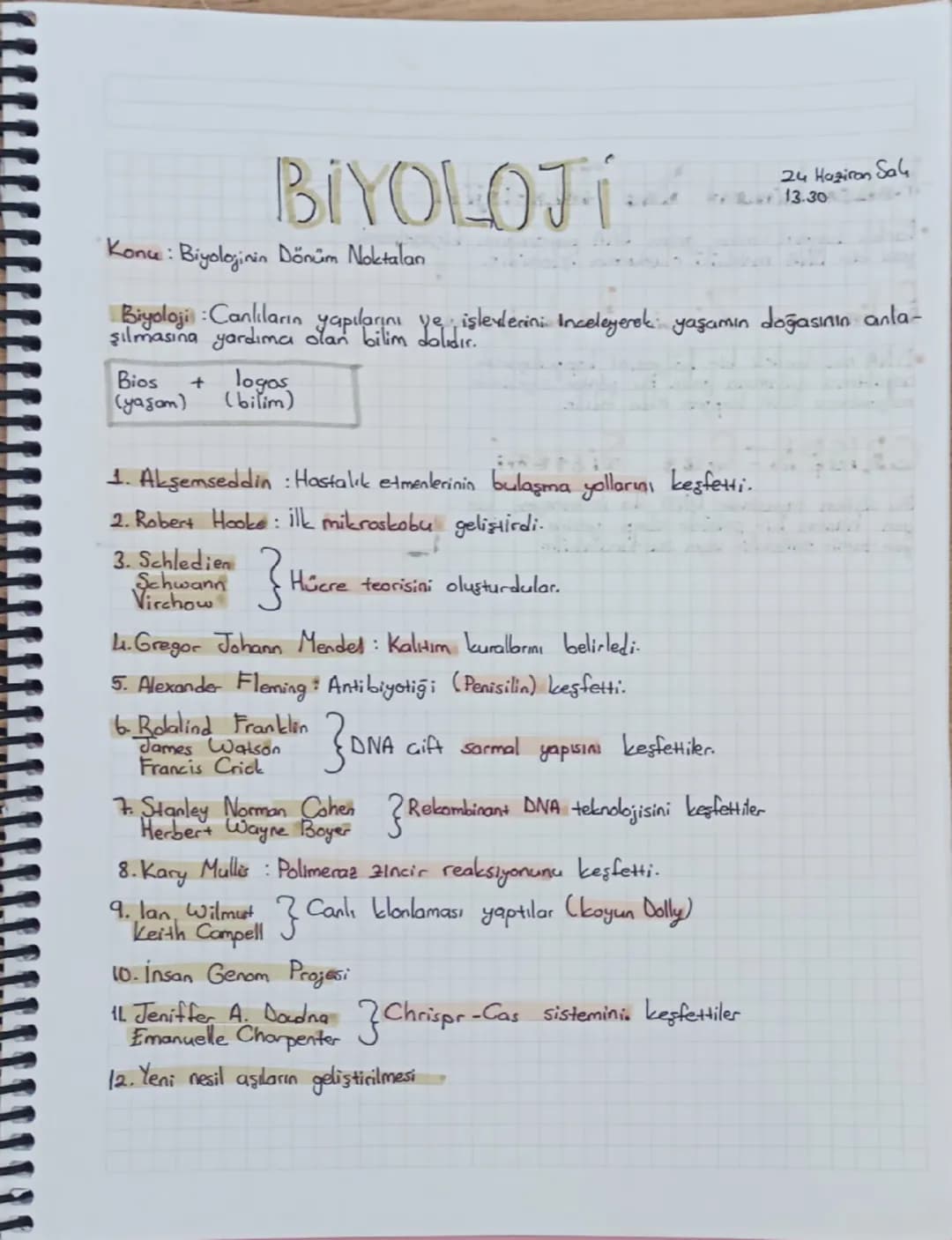 9.sınıf biyolojinin dönüm noktaları:))