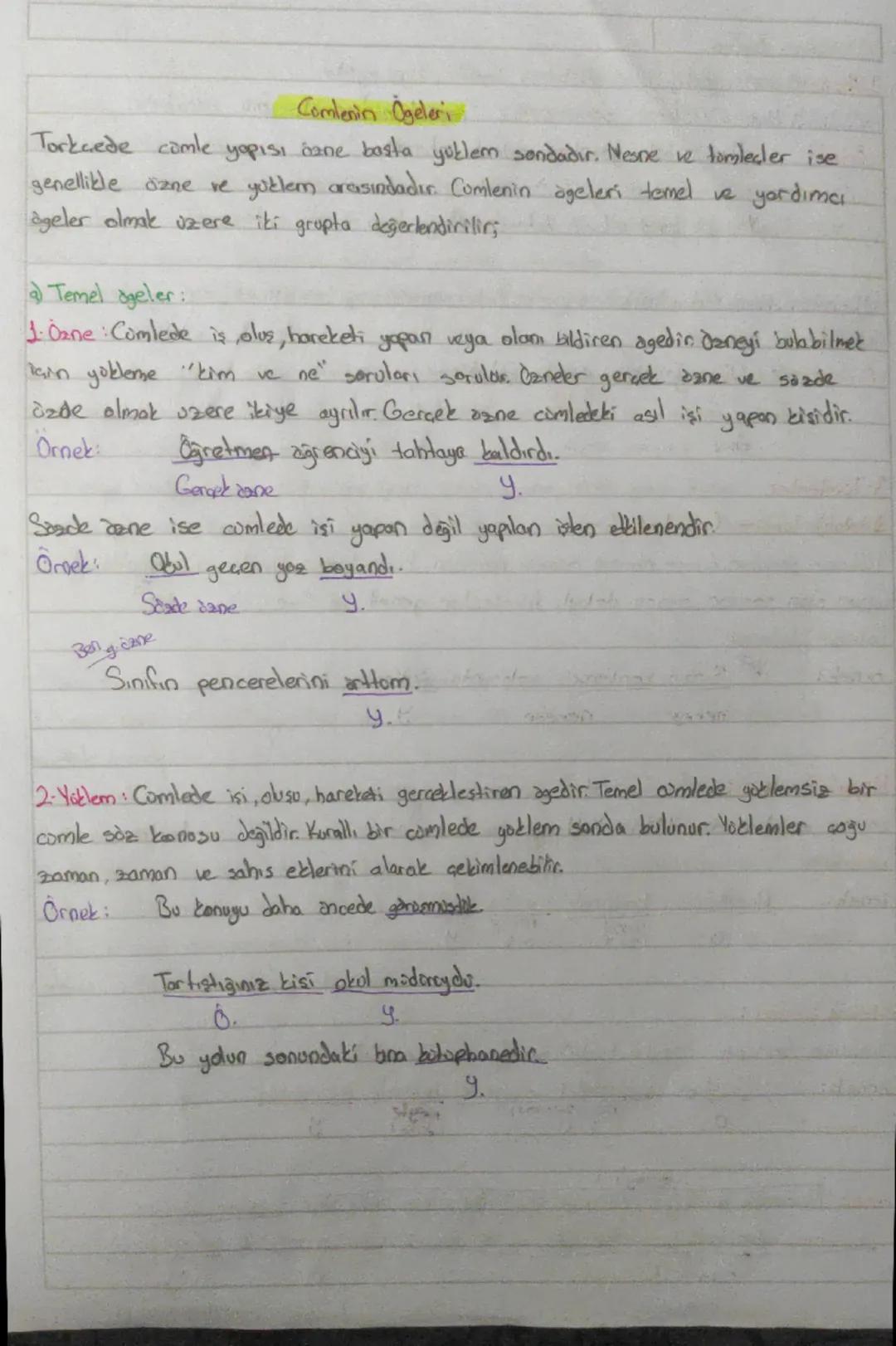 Comlenin Ögeleri
Torkaede comle yapısı özne basta yuklem sondadır. Nesne ve tomlecter ise
genellikle dizne ve yüklem arasındadır. Cumlenin a