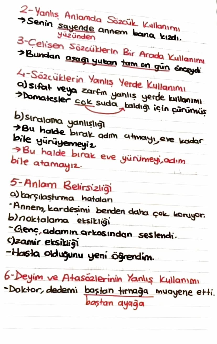 Anlatım Bozuklukları
Anlama Dayalı
1-Gereksiz Sözcük ve Ek Kullanımı.
2- Yanlış Anlamda Sözcük Kullanımı
3-Celişen sózcüklerin bir arada kul