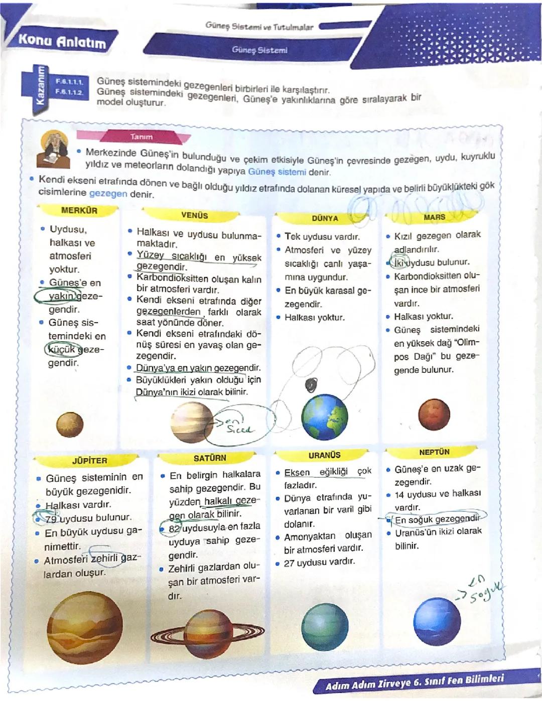 6. Sınıf Fen Bilimleri Konuları