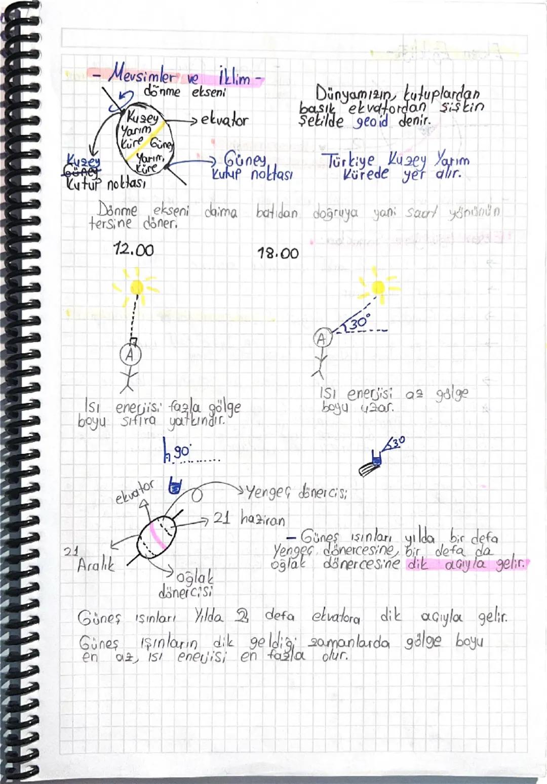 - Mevsimler ve İklim -
dönme ekseni
Kuzey
→ekvator
Dünyamızın, kutuplardan
basık ekvatordan sişkin
Şekilde geoid denir.
Yarım
Küre Güney
Kuz