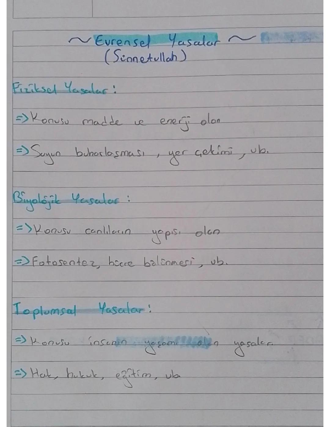 Din kültürü 8. Sınıf: Evrensel yasalar