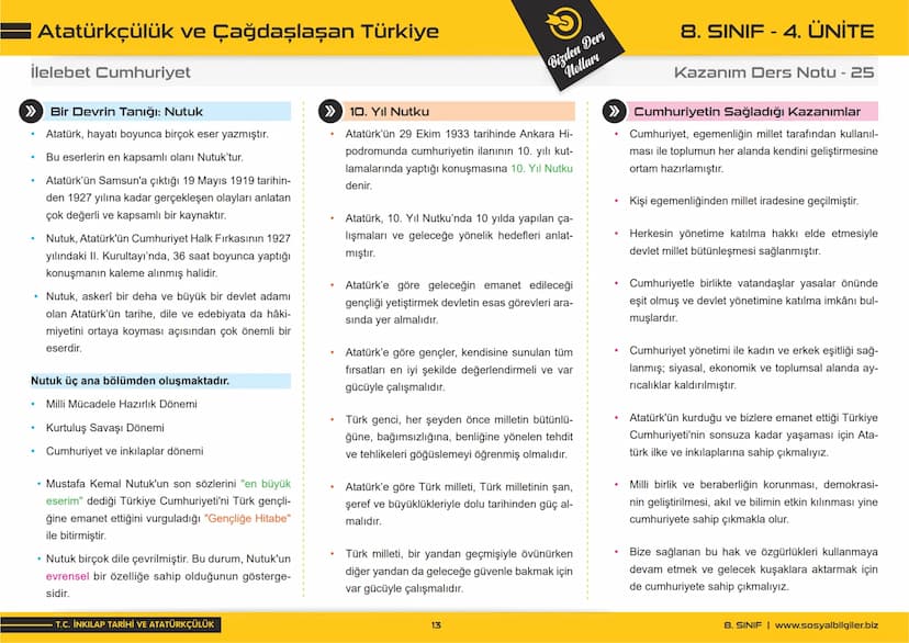 8.SINIF
1, 2, 3, 4, 5 ve
6.ÜNİTE
DERS NOTLARI
sosyalbilgiler.biz
Şeyhmus Yüce # 8.SINIF
# I.ÜNİTE
# DERS NOTLARI

sosyalbilgiler.biz        