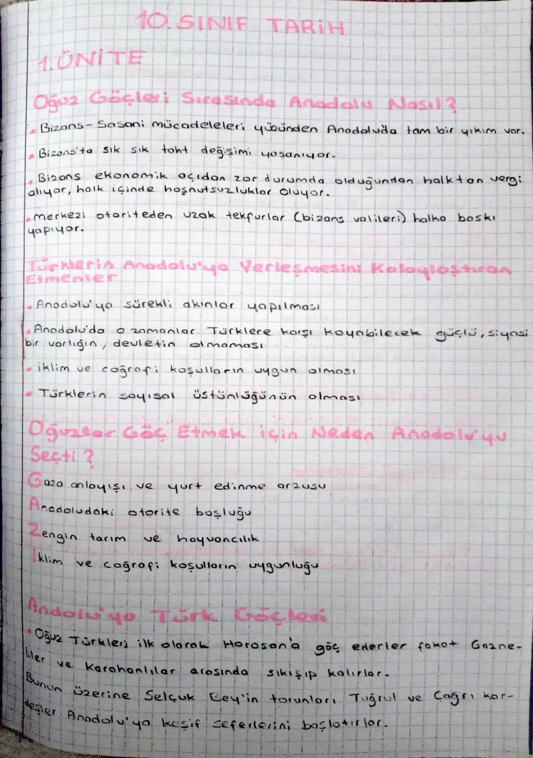 10. SINIF TARIH
MÜNİTE
Oğuz Göçleri Sicosando Anadolu Nasıl?
Bizans - Sasani mücadeleleri yüzünden Anadoluda tam bir yıkım var.
Bizans'ta sı