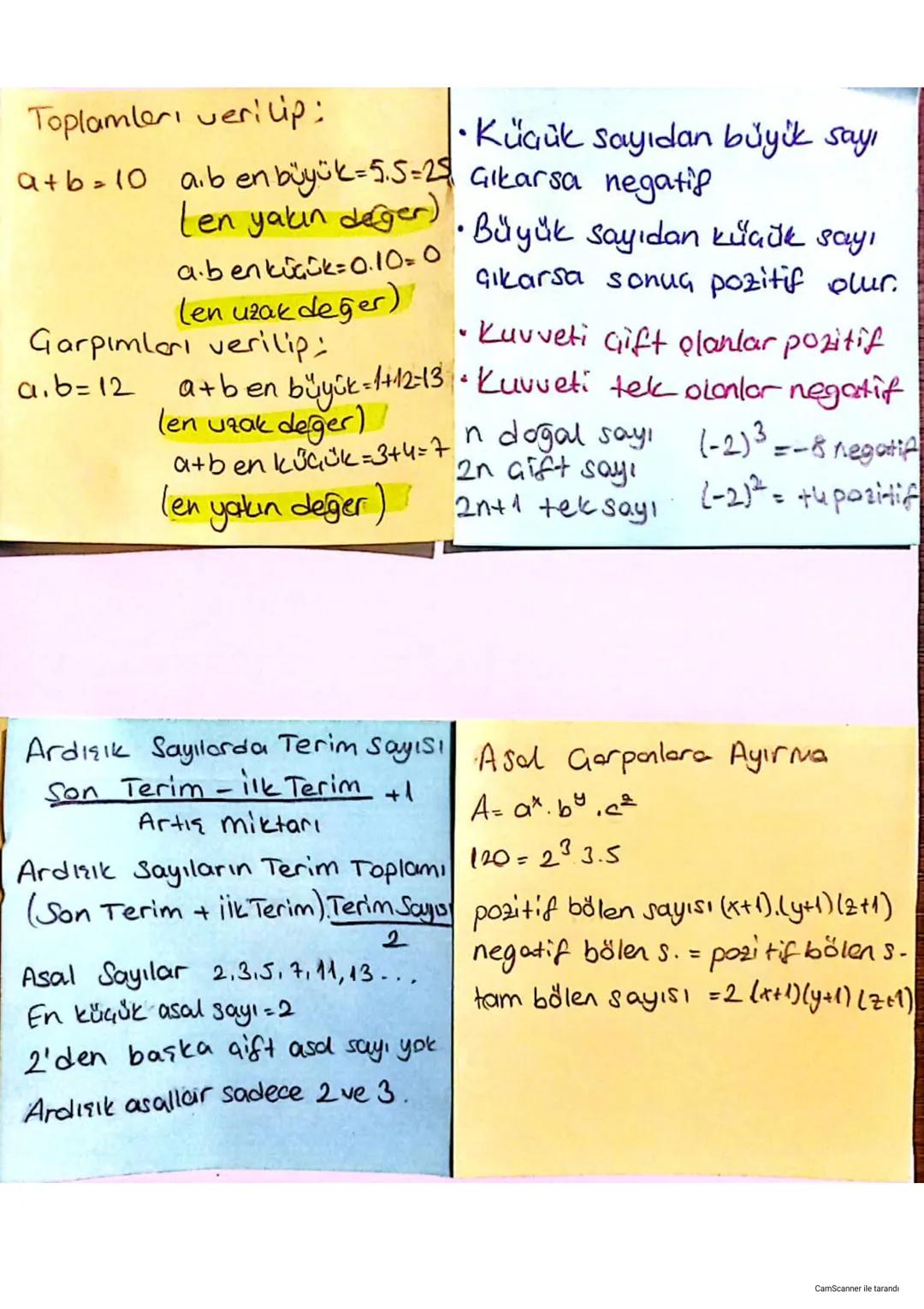 Sayı kümeleri
Rakam 0,1.2.9
Sayı 12,-13,26,-1/4...
Sayma Sayıları 1,2,3,4...N+
Doğal Sayılar 0,1,2,3,4. N
! Toplamları verilip iki
dogal say