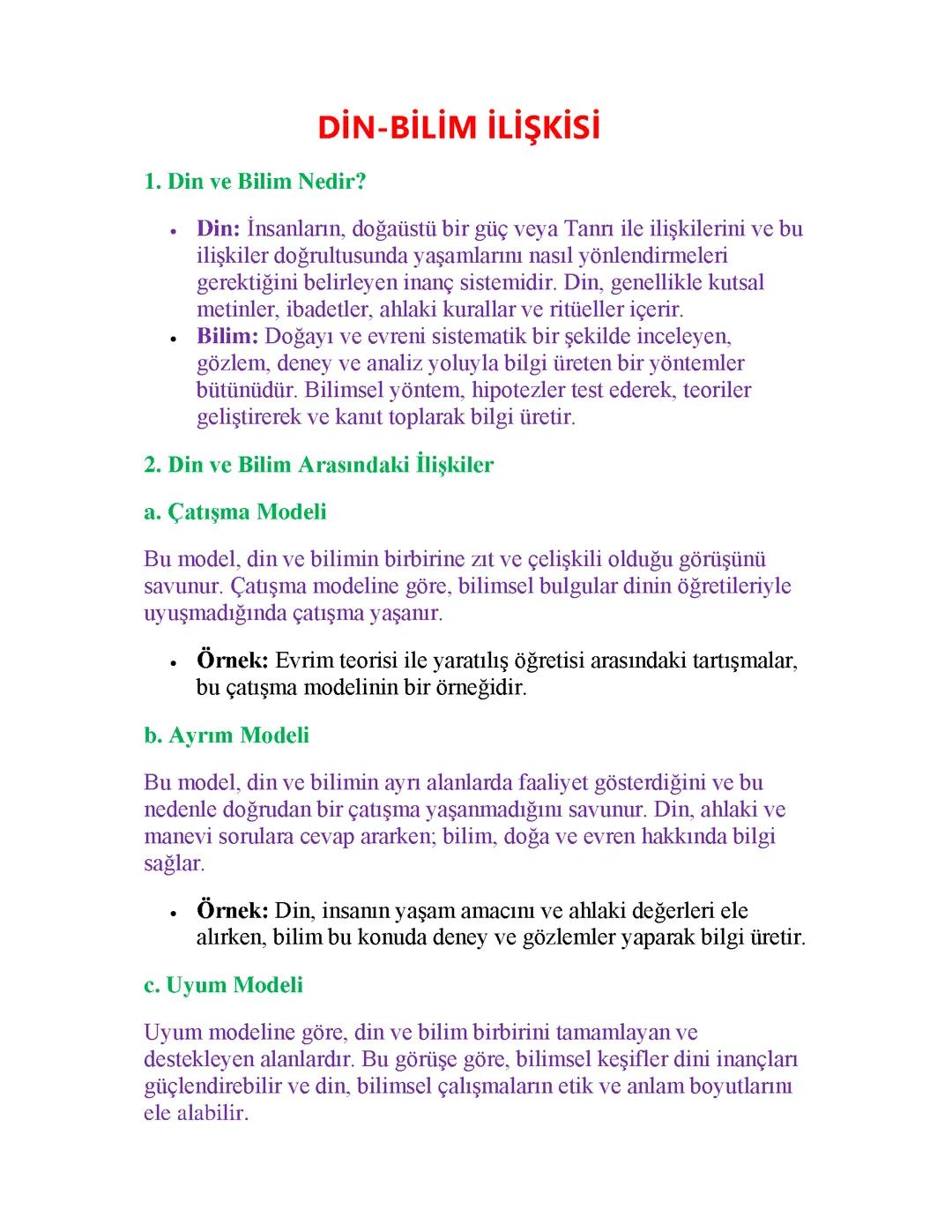 Din-Bilim İlişkisi