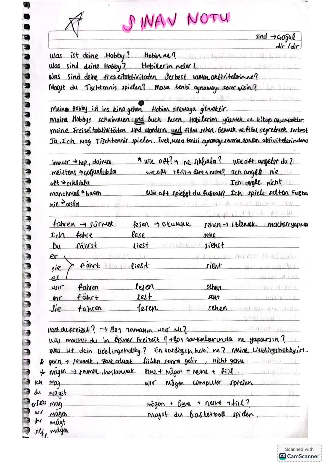 SINAV NOTU
sind Goğul
dir /dir
was ist deine Hobby!
Hobinnen
Was sind deine Hobby?
Hobilerin neler?
Was sind deine freeeitaktivitaten Serbes