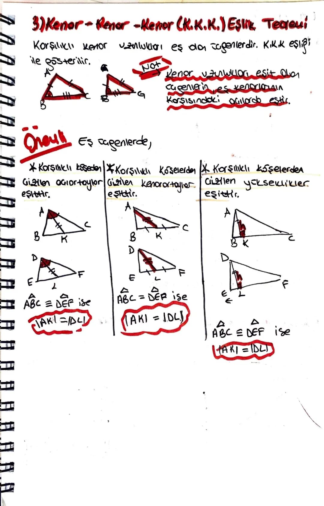 * Üggende Eslik ve Benser lik
*Es Gagen
iki genin korşılıklı Kenor uzunluktori ve karşılıklı köşelerinde
ag luleri eşit ise bu ücperlere es 