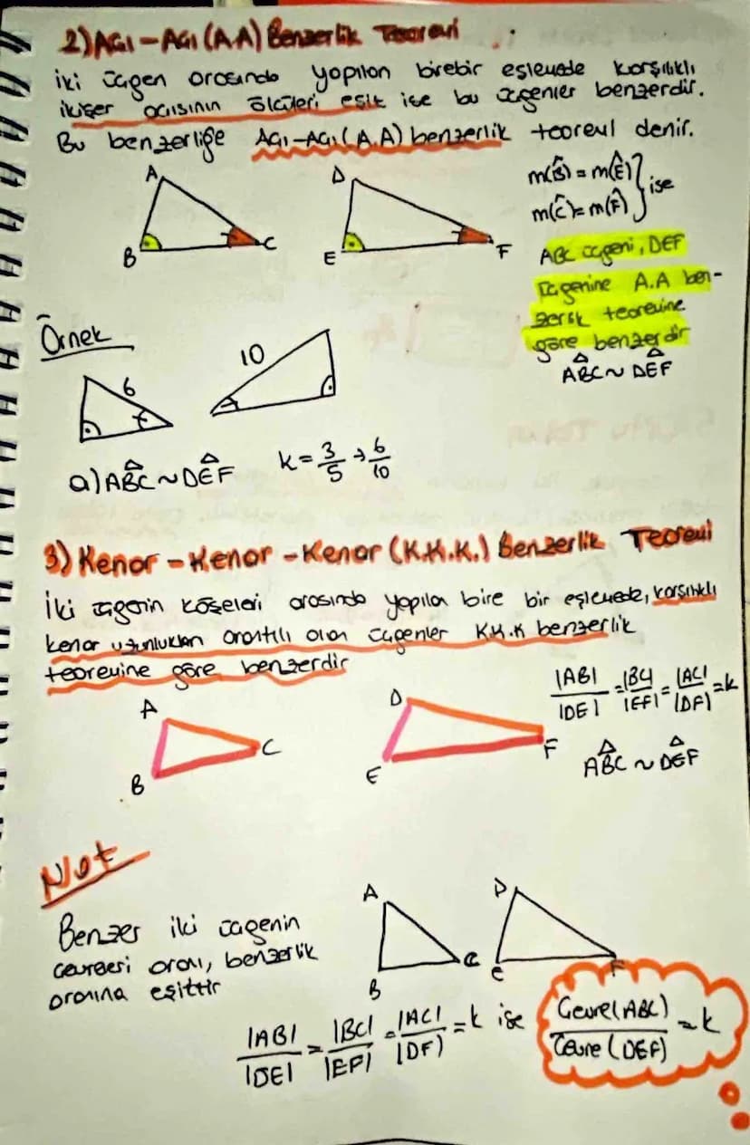 * Üggende Eslik ve Benser lik
*Es Gagen
iki genin korşılıklı Kenor uzunluktori ve karşılıklı köşelerinde
ag luleri eşit ise bu ücperlere es 