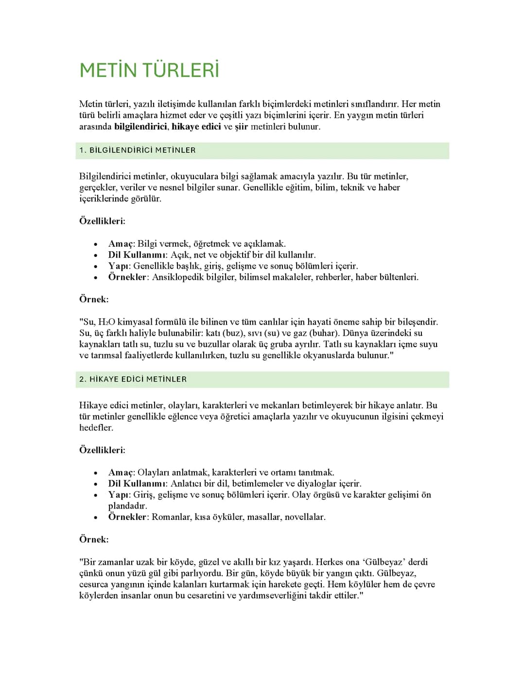 Metin Türleri 6. Sınıf: Konu Anlatımı, Testler, Etkinlikler ve PDF
