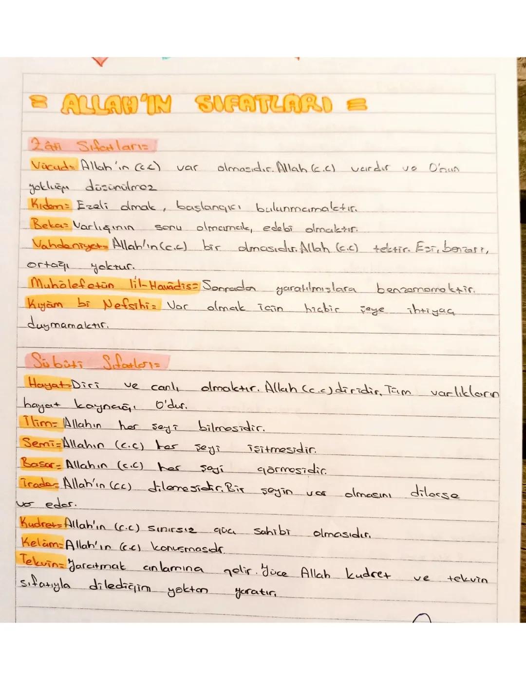 Allahın sıfatları ve delilleri