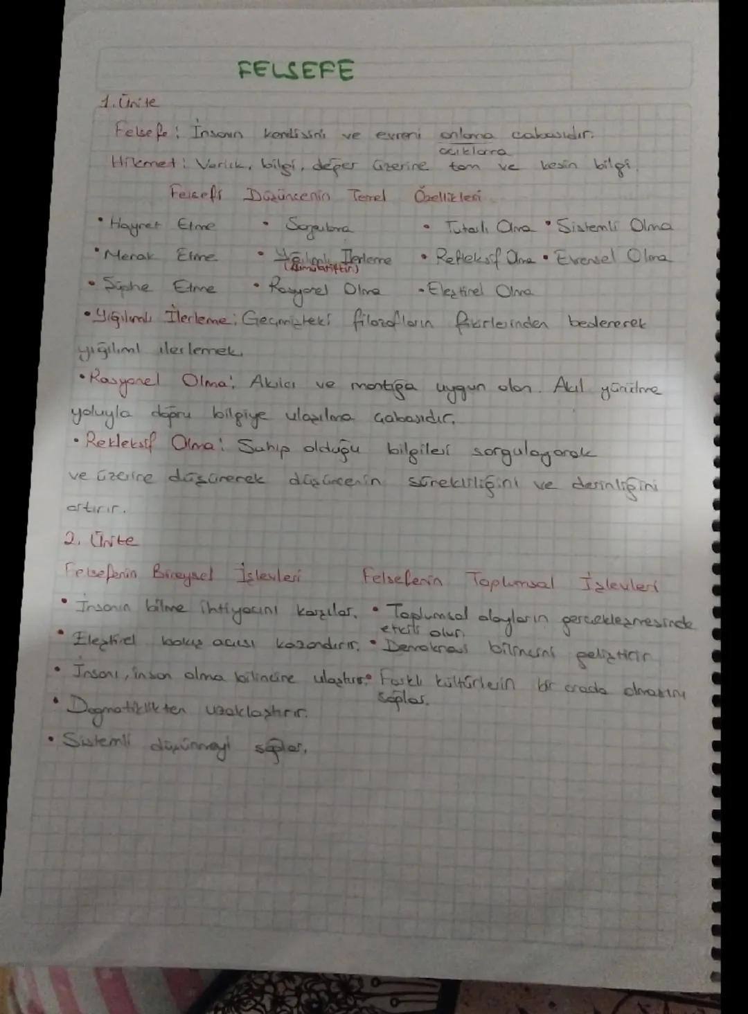 # FELSEFE

1. Ünite

Felsefe: Insonin kendisini ve evreni anlama cakasıdır.
ociklanca

Hikmet Vorlik, bilgi, déper azerine tom ve besin bilg