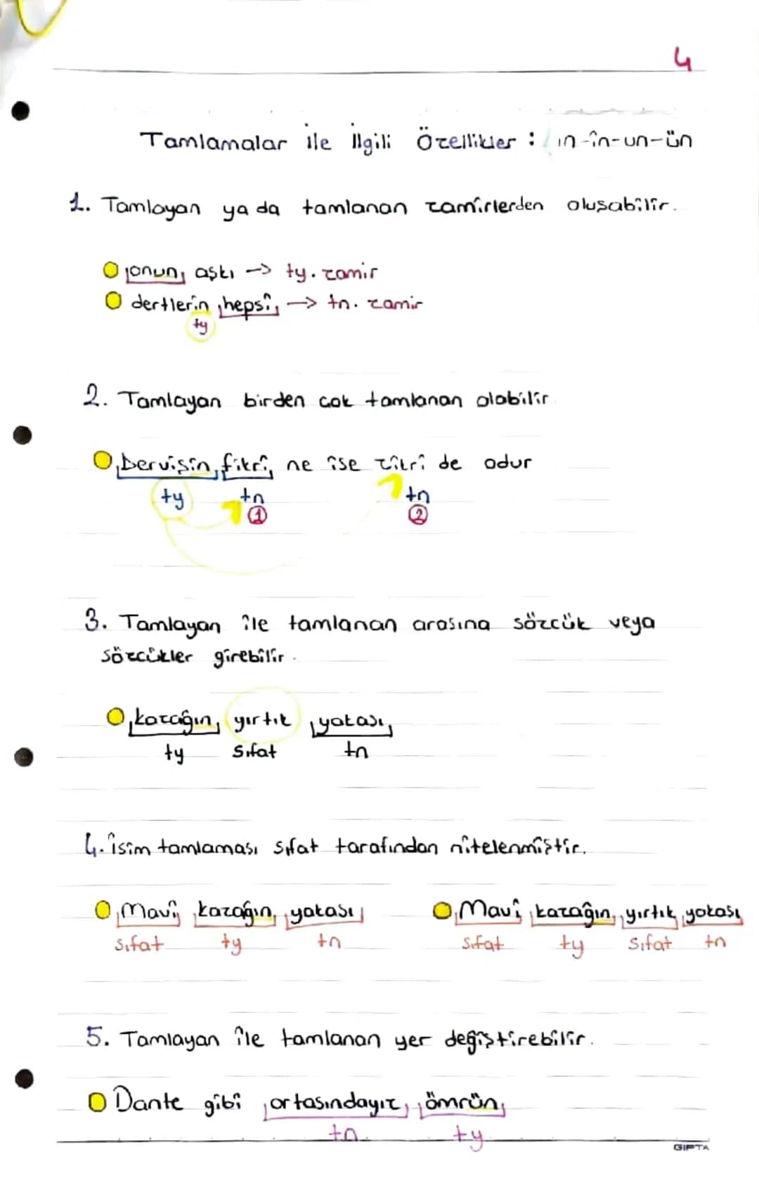 Sözcük Türleri ISim Tamlamaları
masanın, ayaĝı
-1
- un
Un
-i
-U
tamlayan eti tamlanan (iyelik eki)
NOT Paragrafta bu euerden birini bulduğun
