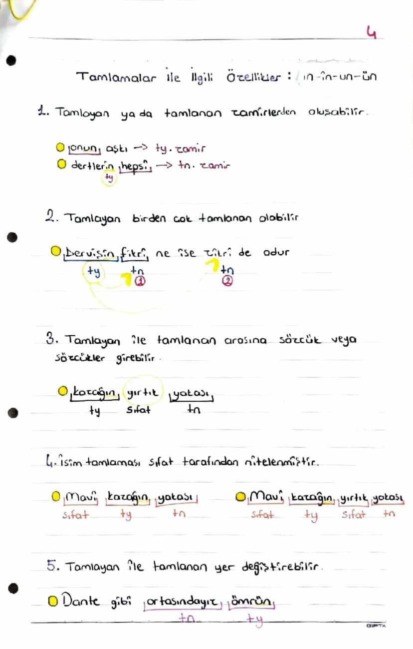 Sözcük Türleri ISim Tamlamaları
masanın, ayaĝı
-1
- un
Un
-i
-U
tamlayan eti tamlanan (iyelik eki)
NOT Paragrafta bu euerden birini bulduğun