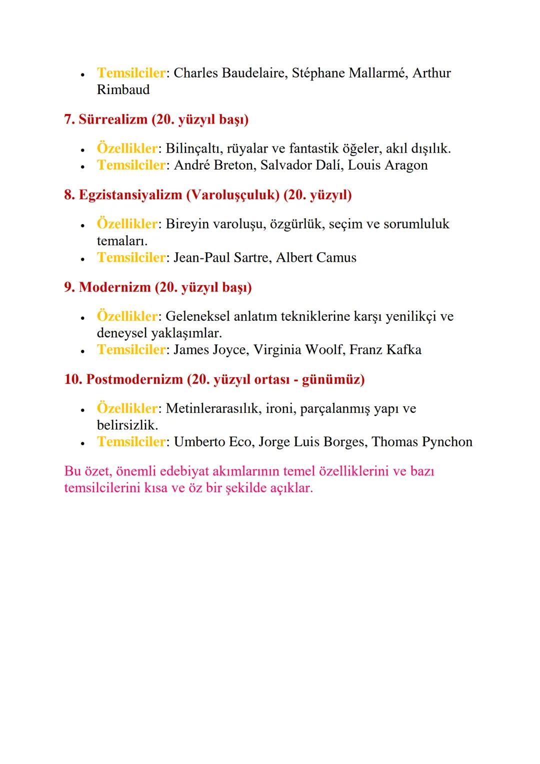 # EDEBİYAT AKIMLARI

Edebiyat akımları, belirli dönemlerde ortaya çıkan ve edebi eserlerin
üslup, tema ve içerik açısından benzer özellikler