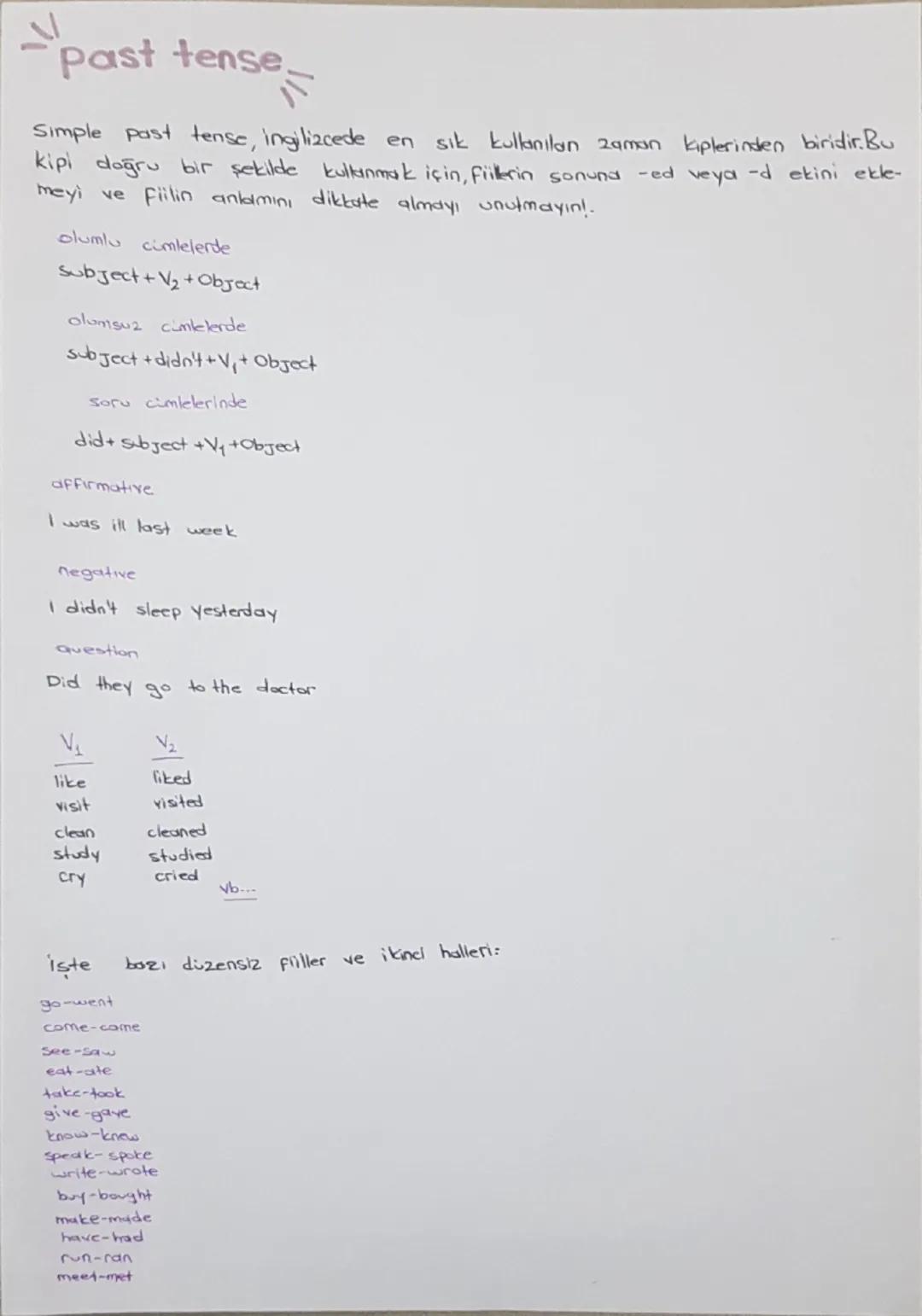 # Past tense

Simple past tense, ingilizcede en sık kullanılan zaman kiplerinden biridir. Bu
kipi doğru bir şekilde kullanmak için, fiilkrin