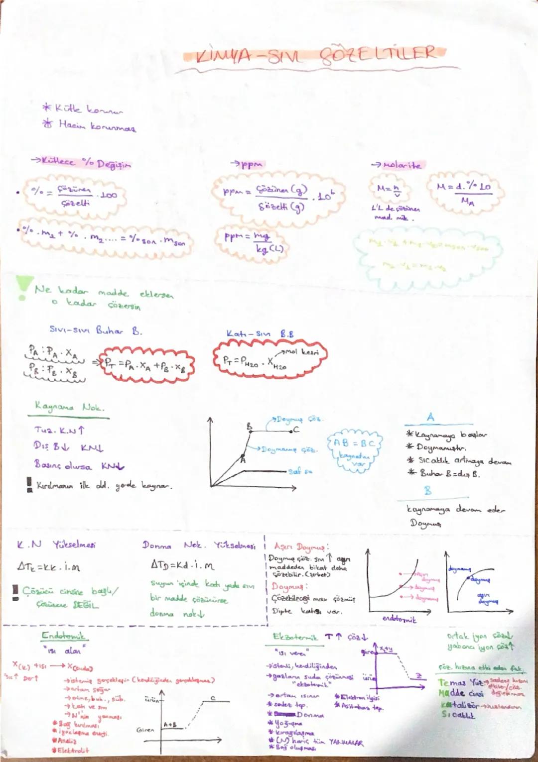 ## KIMYA-SIVL ÇÖZELTILER

* Kütle korunur
* Hacim korunmaz

## Kütlece % Değişim

* $\frac{\%}{100} = \frac{çözünen}{çözelti}$ 

* $\%m_1 + 
