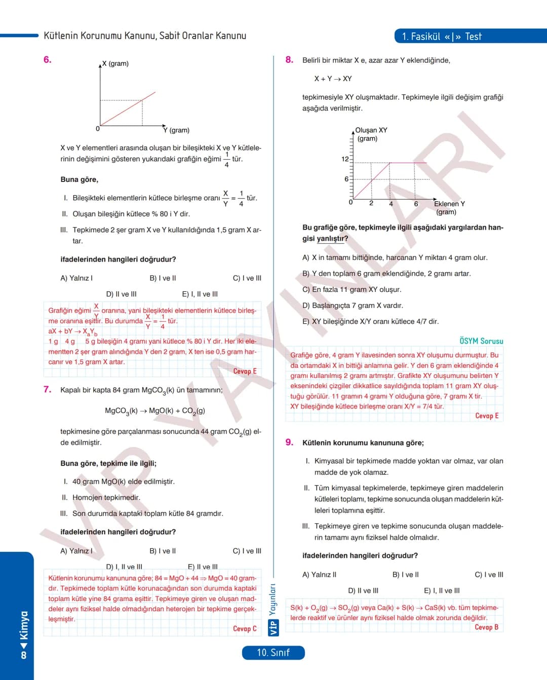 30
FASİKÜL
KİMYA
ANLATIM FASİKÜLÜ
Vمن
YAYINLARI
Etkinlikler
10
SINIF
Kavrama Testleri
Tarama Testleri
Çözümlü Örnek
Sorular
Maddeleştirilmiş